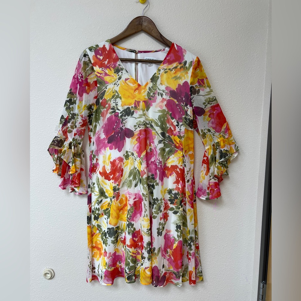 Calvin Klein Pink and Red Floral Dress
